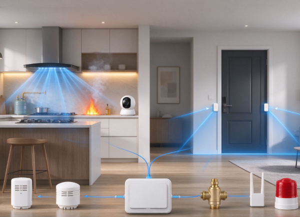 Integrated Security Solution: Gas/Fire Hazard Monitoring & Anti Intrusion Protection